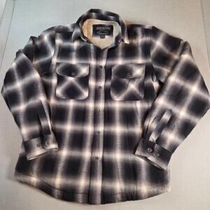 Sherpa Flannel Shacket Grizzly Mountain Men’s M Plaid Shirt Jacket Lined Fleece